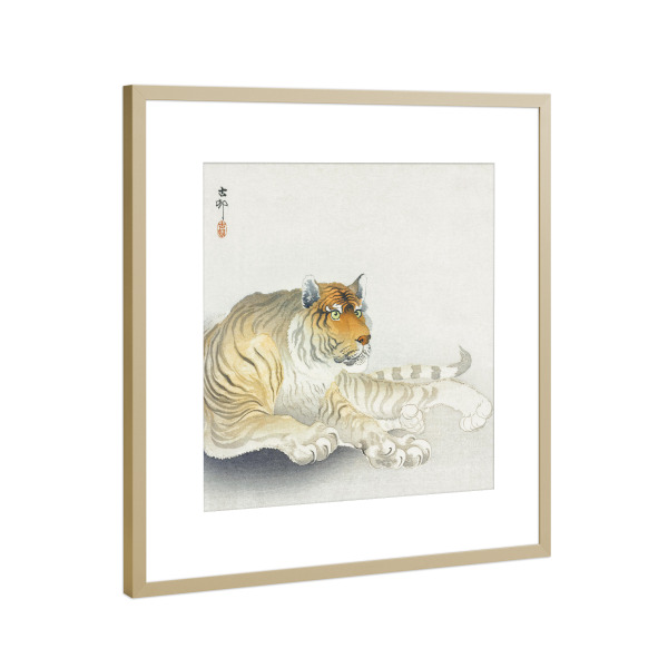 Poster mit Rahmen Gold "Tiger-Malerei" artboxONE - Natur,Für Kinder,Tiere,Für Mama,Für Papa