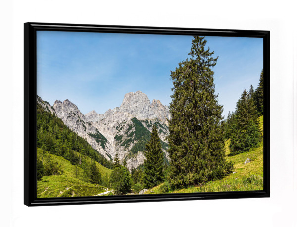 Poster mit schwarzem Rahmen "Wald, Wiese, Berge" artboxONE - Natur,Reise