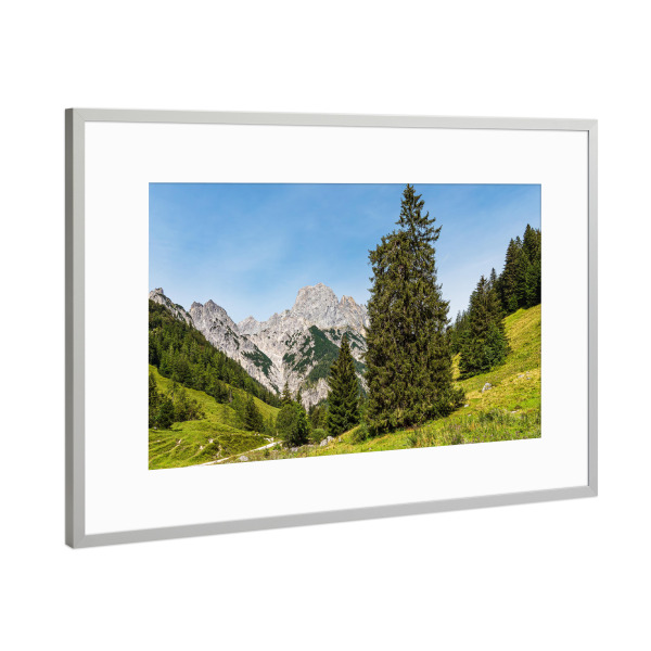 Poster mit Rahmen Silber "Wald, Wiese, Berge" artboxONE - Natur,Reise