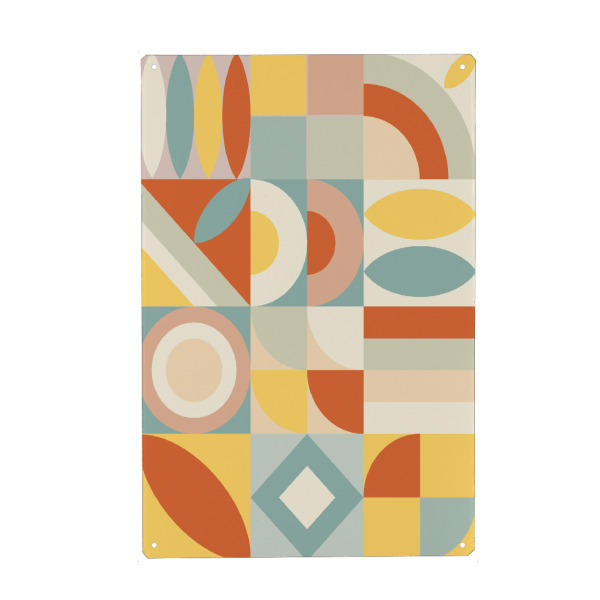Holzbild "Mescolanza F" artboxONE - Abstrakt,Geometrie - Retro,Vintage,Flach,Kreis,Geometrisch,Geometriske,Geometrisch