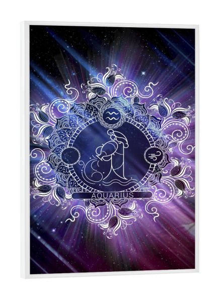 Poster mit weißem Rahmen "Tierkreis - Universum - Wassermann" artboxONE - Natur,Floral,Abstrakt,Galaxy