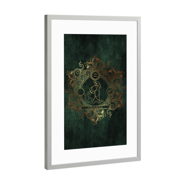 Poster mit Rahmen Silber "Tierkreis - Keltisch - Wassermann" artboxONE - Natur,Floral,Abstrakt