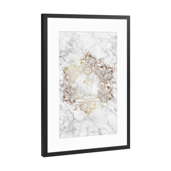 Poster mit Rahmen Schwarz (Metallic) "Tierkreis - Marmor - Jungfrau" artboxONE - Natur,Floral,Abstrakt,Marmor