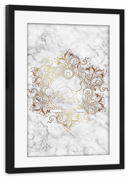 Poster mit Rahmen schwarz "Tierkreis - Marmor - Stier" artboxONE - Natur,Floral,Abstrakt,Marmor