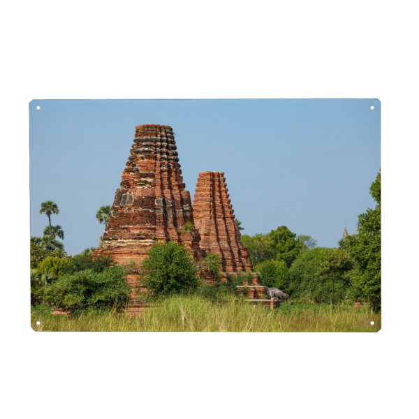 Metall Poster "Die Tempel von Ava in Myanmar" artboxONE - Architektur