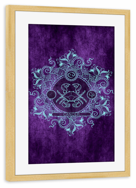 Poster mit Rahmen kiefer "Tierkreis - Traube - Krebs" artboxONE - Natur,Floral,Abstrakt