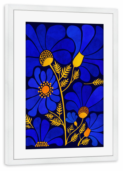 Poster mit Rahmen weiß "Gallagher - Wildflower Garden" artboxONE - Natur,Floral - Floral,Blume,Blatt,Natur,Blüte,Dschungel,Tropisch,Botanisch,Botanik
