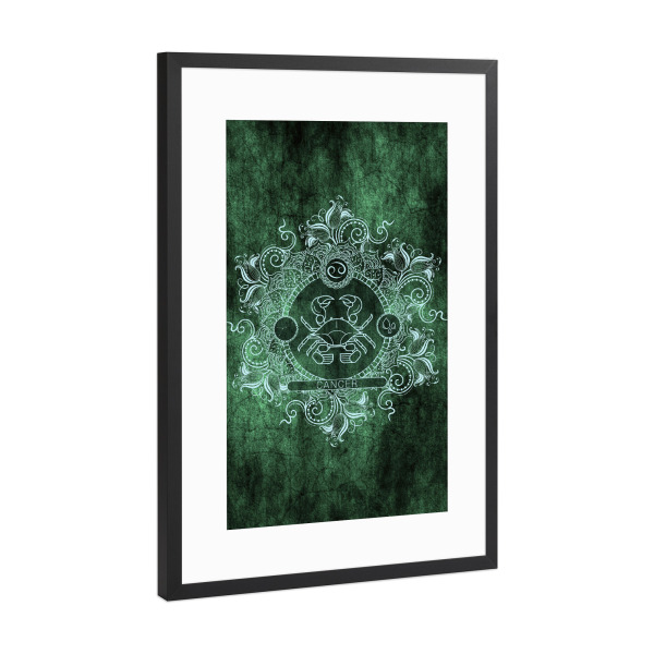 Poster mit Rahmen Schwarz (Metallic) "Sternzeichen - Minze - Krebs" artboxONE - Natur,Floral,Abstrakt