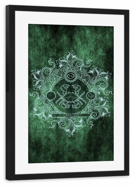 Poster mit Rahmen schwarz "Sternzeichen - Minze - Krebs" artboxONE - Natur,Floral,Abstrakt