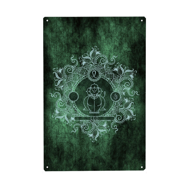 Metall Poster "Sternzeichen - Minze - Löwe" artboxONE - Natur,Floral,Abstrakt