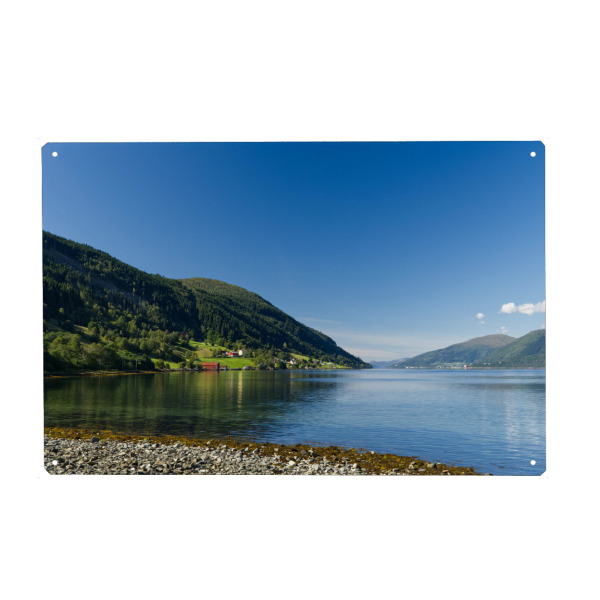 Holzbild "Am Ufer des Eidsfjords" artboxONE - Natur,Reise,Reise / Strand und Meer,Reise / Länder