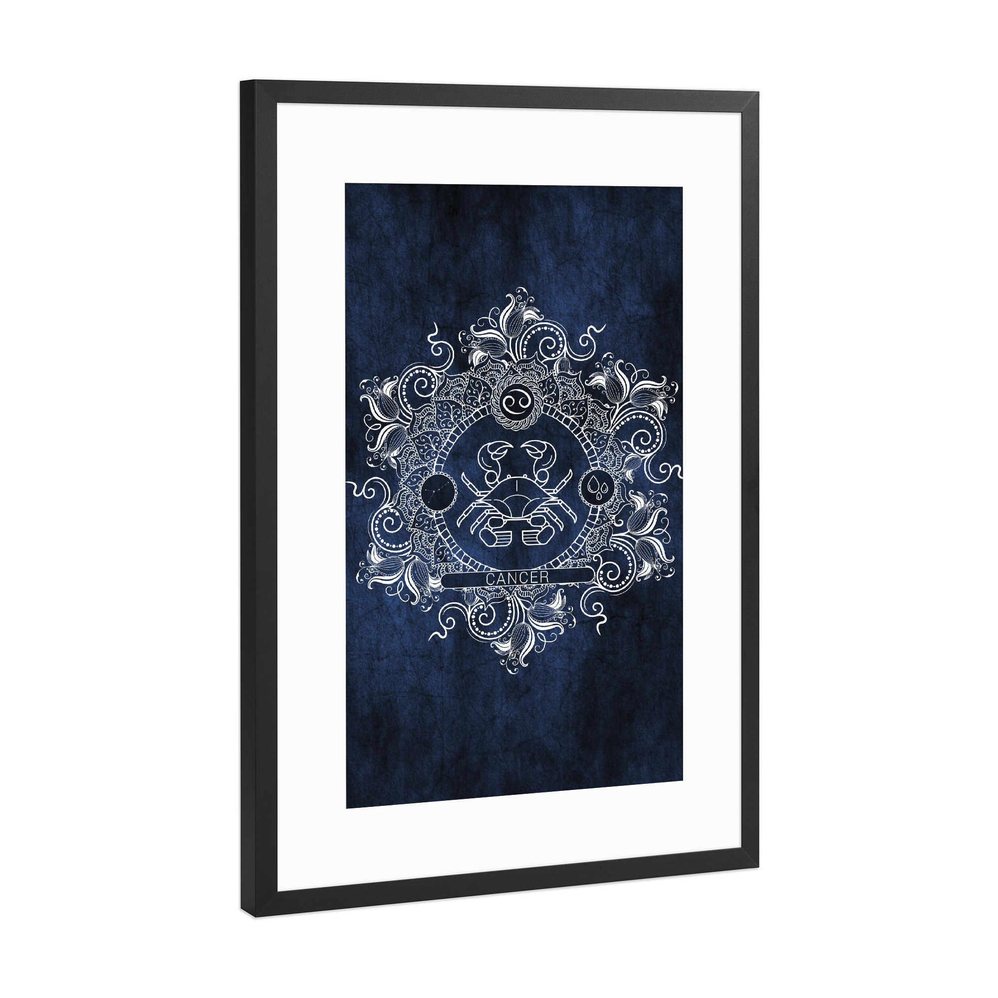 Poster mit Rahmen Schwarz (Metallic) "Sternzeichen - Eis - Krebs" artboxONE - Natur,Floral,Abstrakt