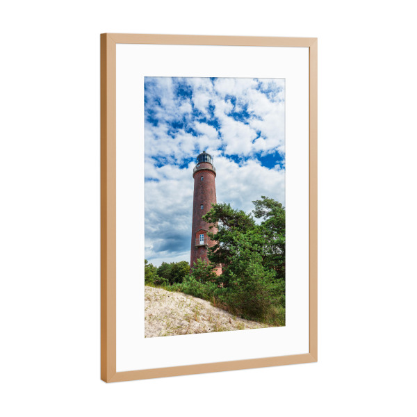 Poster mit Rahmen Kupfer "Düne, Bäume, Leuchtturm" artboxONE - Natur,Reise,Architektur,Reise / Strand und Meer