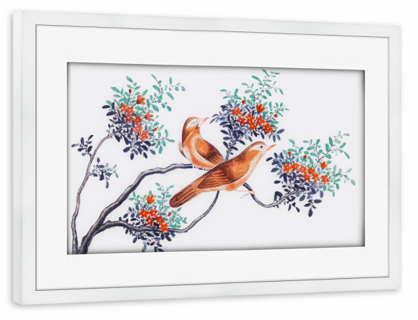 Poster mit Rahmen weiß "Vögel Chinas" artboxONE - Natur,Für Kinder,Tiere,Für Mama,Für Papa