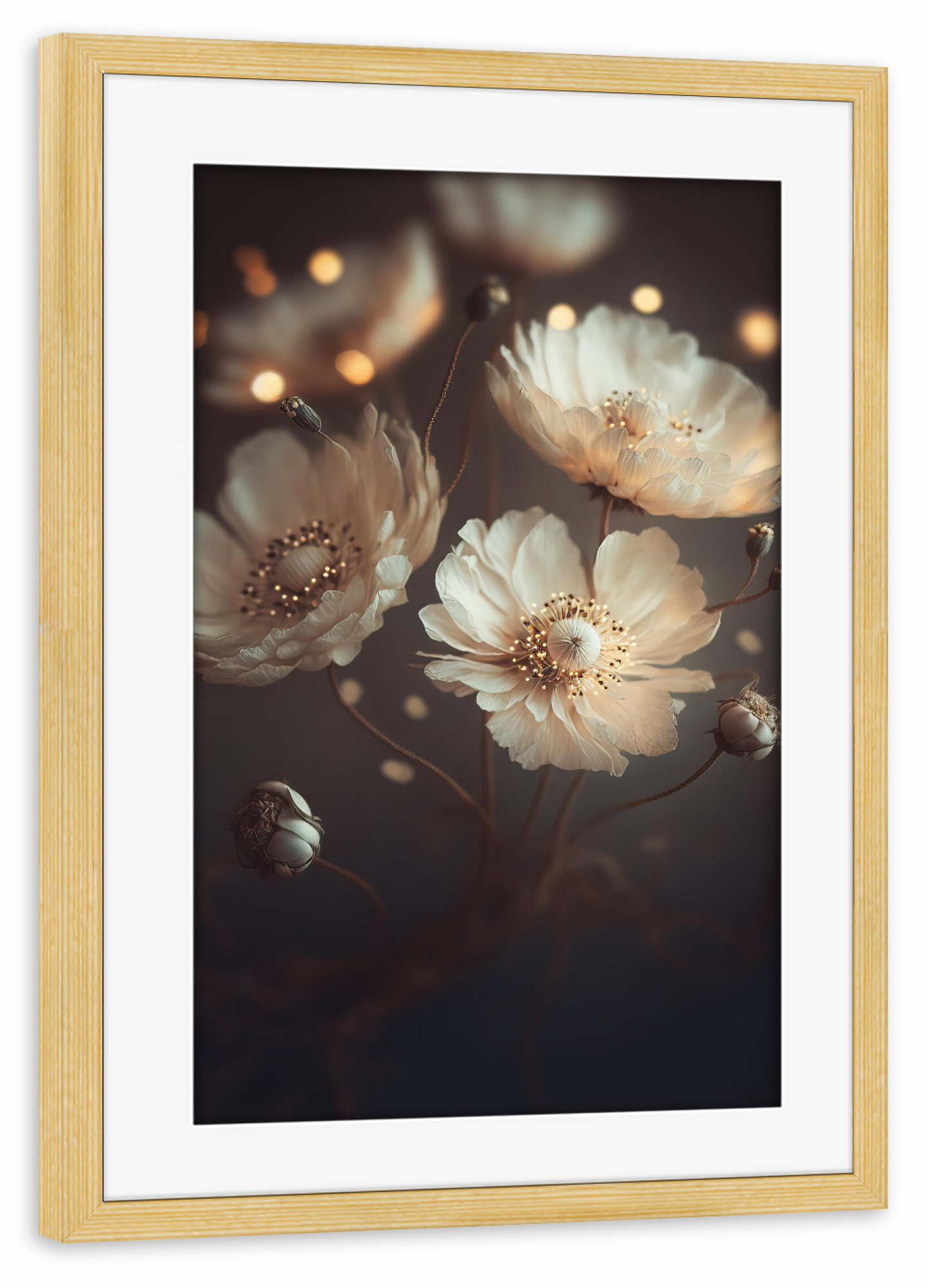 Poster mit Rahmen kiefer "Creme Beige Flowers" artboxONE - Natur,Floral,Für Mama