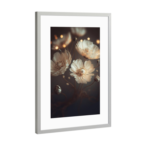 Poster mit Rahmen Silber "Creme Beige Flowers" artboxONE - Natur,Floral,Für Mama