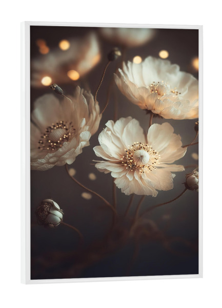 Poster mit weißem Rahmen "Creme Beige Flowers" artboxONE - Natur,Floral,Für Mama