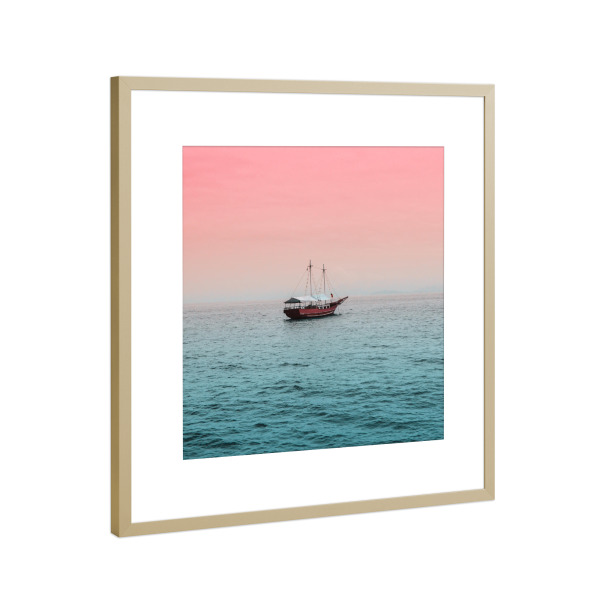 Poster mit Rahmen Gold "EIN DERIVA" artboxONE - Natur,Reise,Reise / Strand und Meer - Boot,Meer,Ozean,Wasser,Water,Ocean,Sea,Boat
