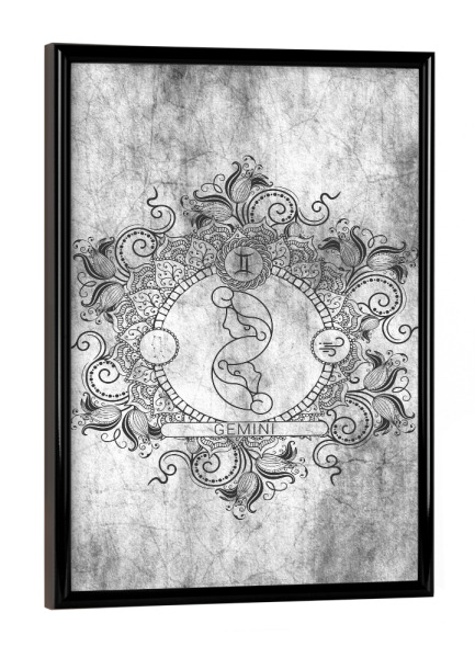 Poster mit schwarzem Rahmen "Sternzeichen - Asche - Zwillinge" artboxONE - Natur,Floral,Abstrakt