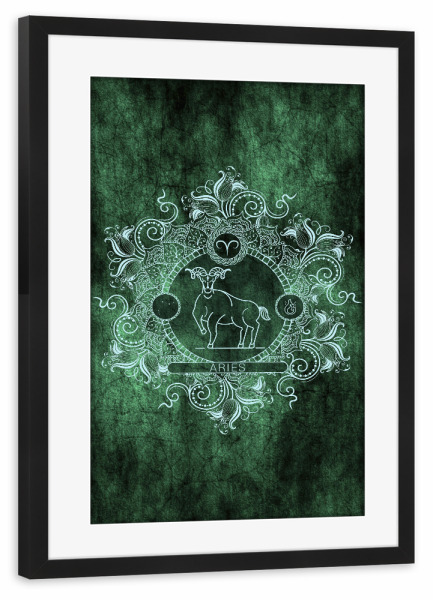 Poster mit Rahmen schwarz "Sternzeichen - Minze - Widder" artboxONE - Natur,Floral,Abstrakt