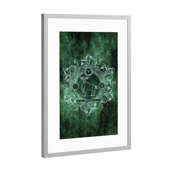 Poster mit Rahmen Silber "Sternzeichen - Minze - Widder" artboxONE - Natur,Floral,Abstrakt