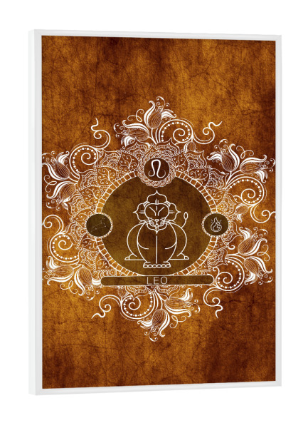 Poster mit weißem Rahmen "Tierkreis - Mandarine - Löwe" artboxONE - Natur,Floral,Abstrakt