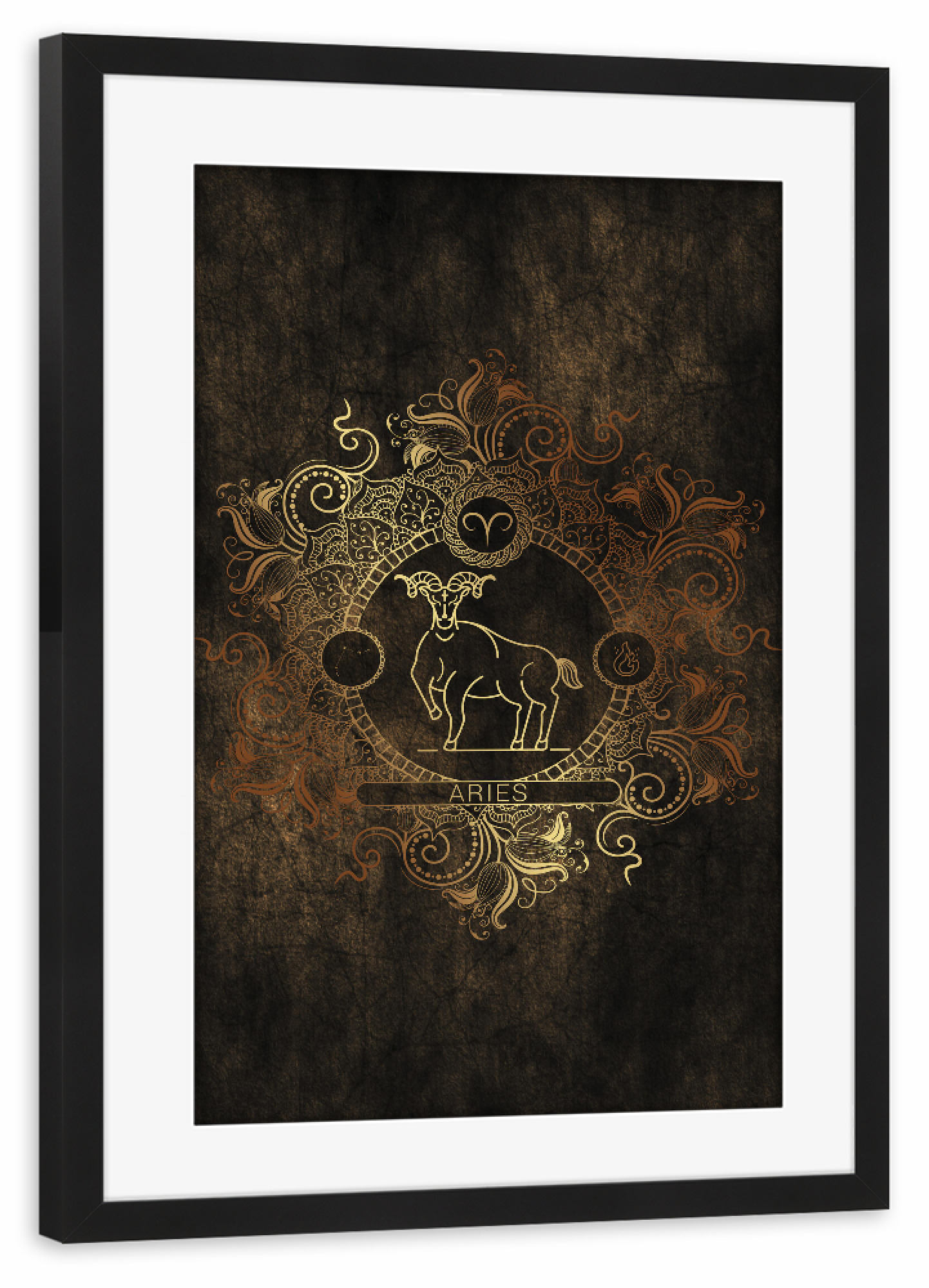 Poster mit Rahmen schwarz "Sternzeichen - Kupfer - Widder" artboxONE - Natur,Floral,Abstrakt