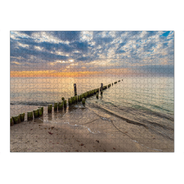 Puzzle Ravensburger "Strand, Buhne, Sonnenuntergang" artboxONE - Natur,Reise,Reise / Strand und Meer