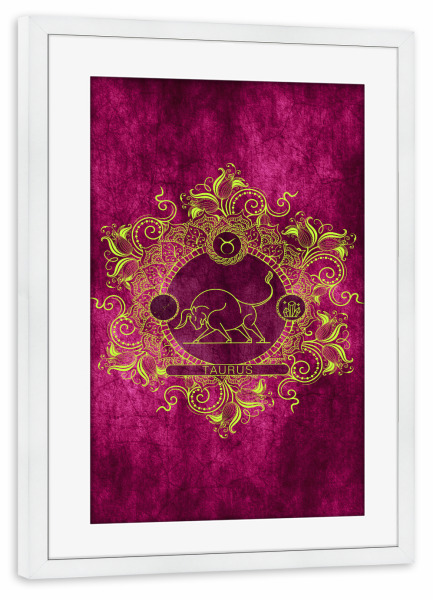 Poster mit Rahmen weiß "Tierkreis - Zitrone - Stier" artboxONE - Natur,Floral,Abstrakt