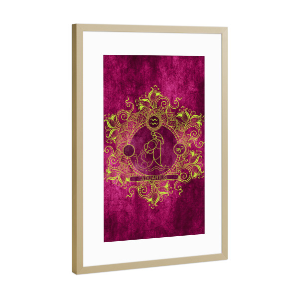 Poster mit Rahmen Gold "Tierkreis - Zitrone - Wassermann" artboxONE - Natur,Floral,Abstrakt