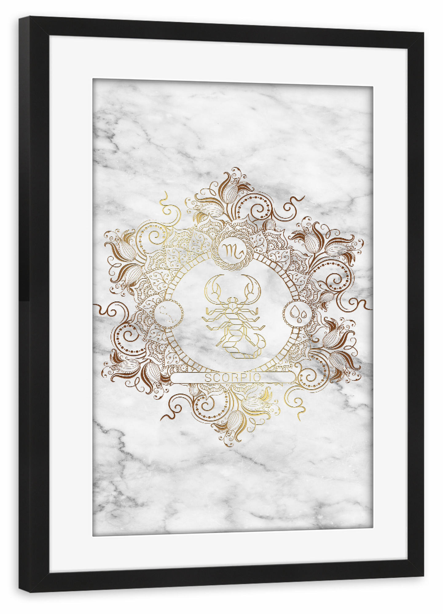 Poster mit Rahmen schwarz "Tierkreis - Marmor - Skorpion" artboxONE - Natur,Floral,Abstrakt,Marmor