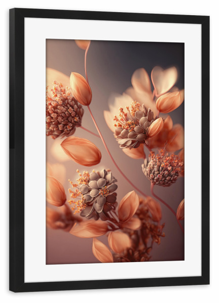 Poster mit Rahmen schwarz "Coral Blossoms" artboxONE - Floral,Für Mama - Blume,Blumen,Floral,Coralle,Orange,Beige,Blüten,Fotografie,Digitale kunst