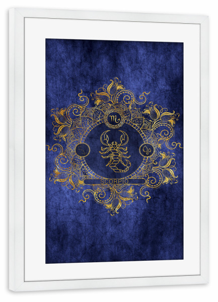 Poster mit Rahmen weiß "Tierkreis - Ozean - Skorpion" artboxONE - Natur,Floral,Abstrakt