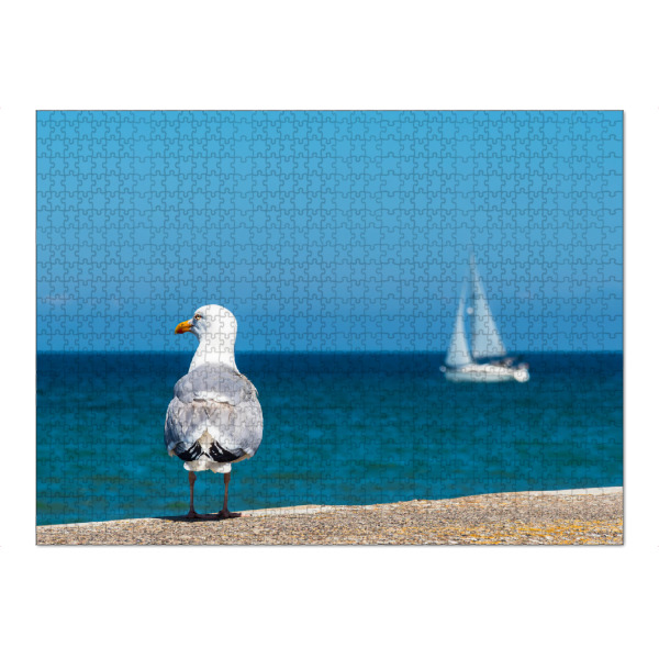 Puzzle Ravensburger "Möwe, Meer, Segelboot" artboxONE - Natur,Reise,Tiere,Reise / Strand und Meer