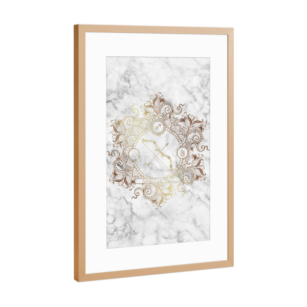Poster mit Rahmen Kupfer "Tierkreis - Marmor - Schütze" artboxONE - Natur,Floral,Abstrakt,Marmor