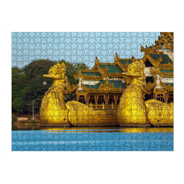 artboxONE Puzzle "Königliche Barke" artboxONE - Architektur - Yangon,Myanmar,Rangoon,Schiff,Boot,Königliche barke,See,Pagode,Buddhismus,Golden