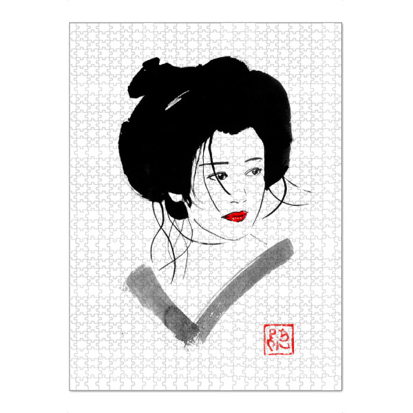 Puzzle Ravensburger "Ungekämmte Geisha" artboxONE - Menschen,Schwarzweiß,Reise / Asien - Geisha,Sumie,Japan - Bild geisha