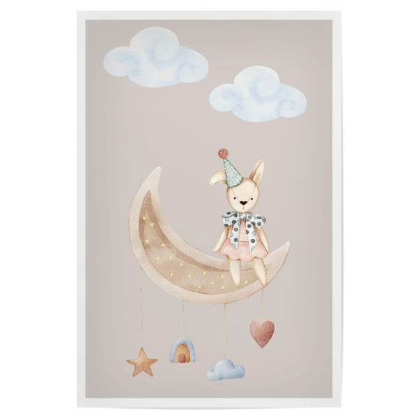 Poster 30x20 cm "Aquarell-Mond-Illustration" artboxONE - Natur,Für Kinder,Fiktion