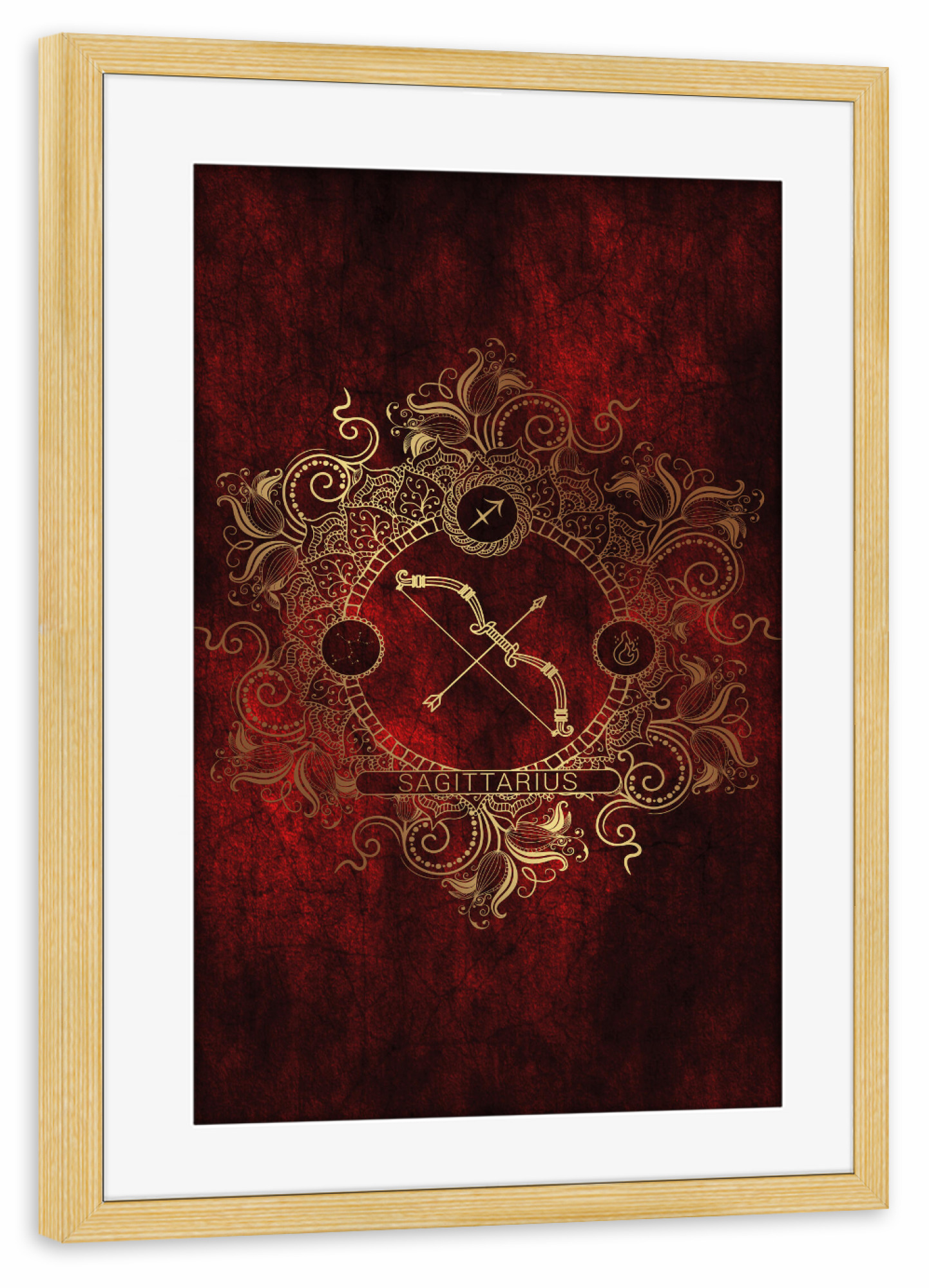 Poster mit Rahmen kiefer "Sternzeichen - Feuer - Schütze" artboxONE - Natur,Floral,Abstrakt