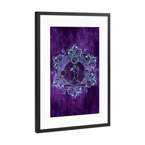 Poster mit Rahmen Schwarz (Metallic) "Sternzeichen - Traube - Jungfrau" artboxONE - Natur,Floral,Abstrakt