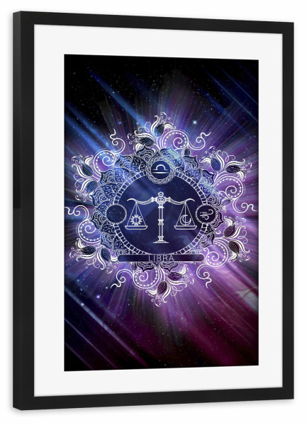 Poster mit Rahmen schwarz "Tierkreis - Universum - Waage" artboxONE - Natur,Floral,Abstrakt,Galaxy