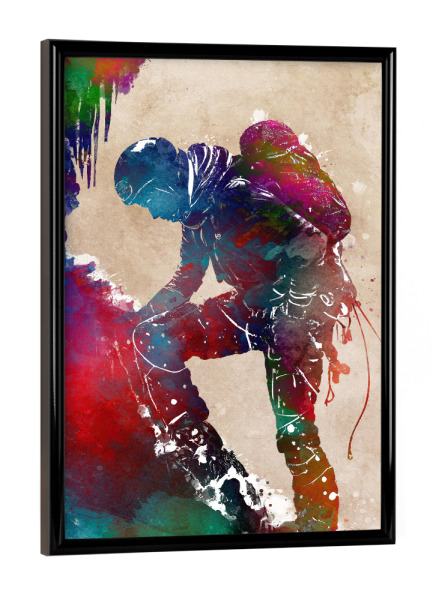 Poster mit schwarzem Rahmen "Bergsteiger-Sport-Illustration" artboxONE - Sport,Sport / Motivation