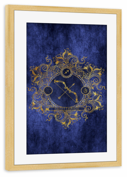 Poster mit Rahmen kiefer "Tierkreis - Ozean - Schütze" artboxONE - Natur,Floral,Abstrakt