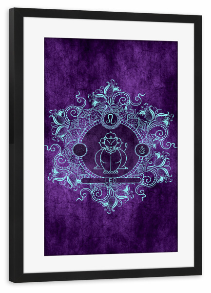 Poster mit Rahmen schwarz "Tierkreis - Traube - Löwe" artboxONE - Natur,Floral,Abstrakt