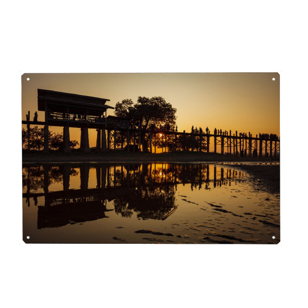 Holzbild "Die U Bein Brücke in Myanmar" artboxONE - Architektur