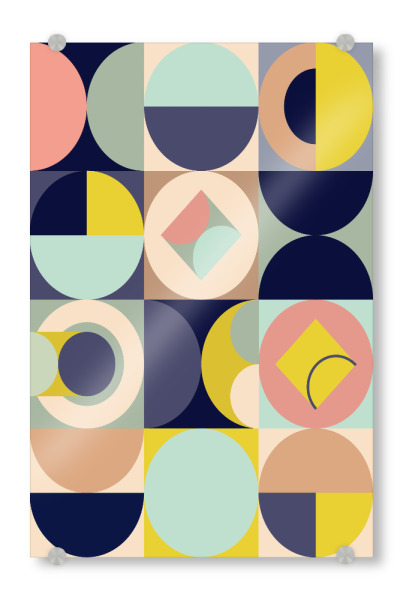 Acrylglasbild "Mescolanza A" artboxONE - Für Kinder,Geometrie - Kinder,Geometrisch,Geometrie,Kinderzimmer,Zeichnung,Leute,Flat,Jahrgang,Vintage,Baby