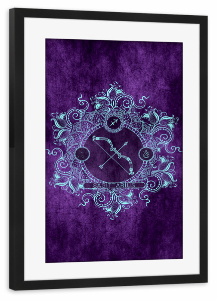 Poster mit Rahmen schwarz "Tierkreis - Traube - Schütze" artboxONE - Natur,Floral,Abstrakt
