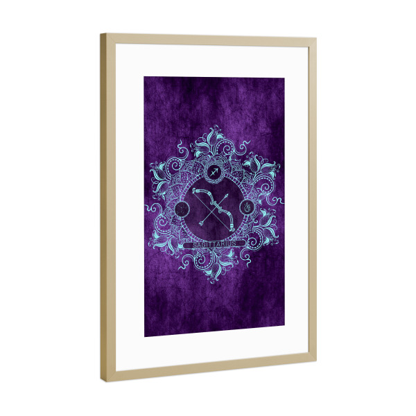 Poster mit Rahmen Gold "Tierkreis - Traube - Schütze" artboxONE - Natur,Floral,Abstrakt
