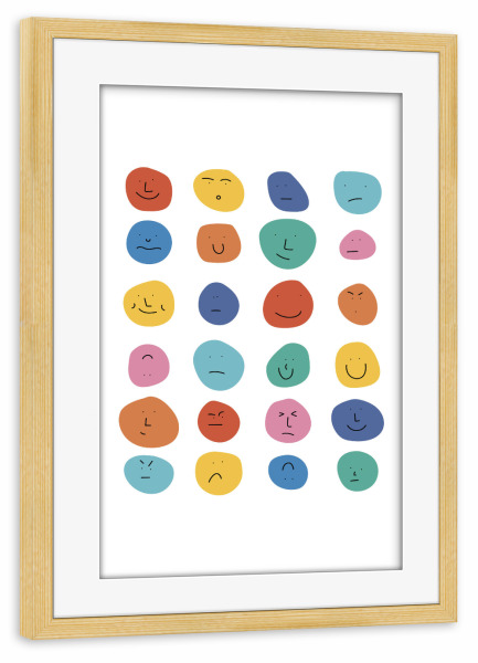 Poster mit Rahmen kiefer "Wie bist du drauf" artboxONE - Abstrakt,Menschen,Geometrie,Lustig