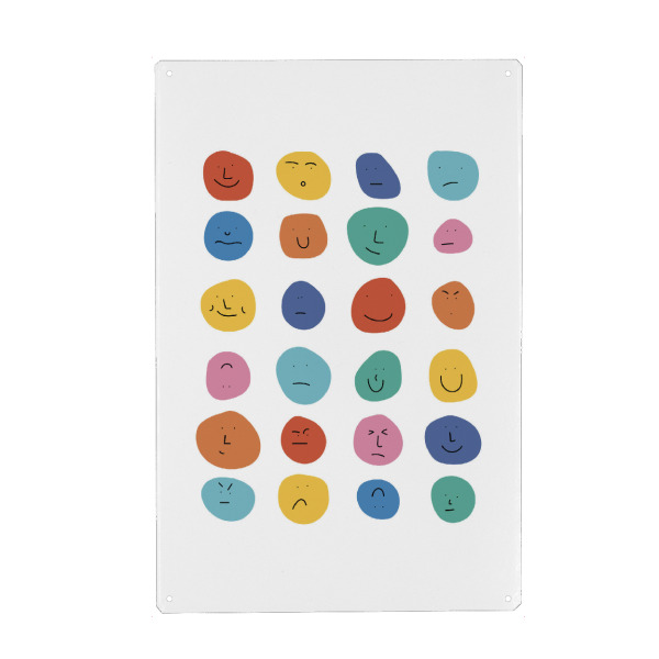 Holzbild "Wie bist du drauf" artboxONE - Abstrakt,Menschen,Geometrie,Lustig - Stimmung,Aktuelle stimmung,Smiley,Bunt,Abstrakt,Formen,Geometrie